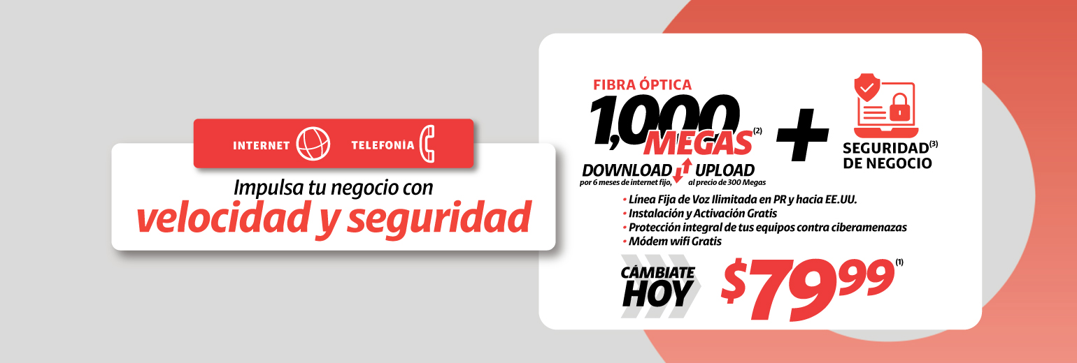 Impulsa tu Negocio con el Internet de Claro 1,000 Megas upload & download